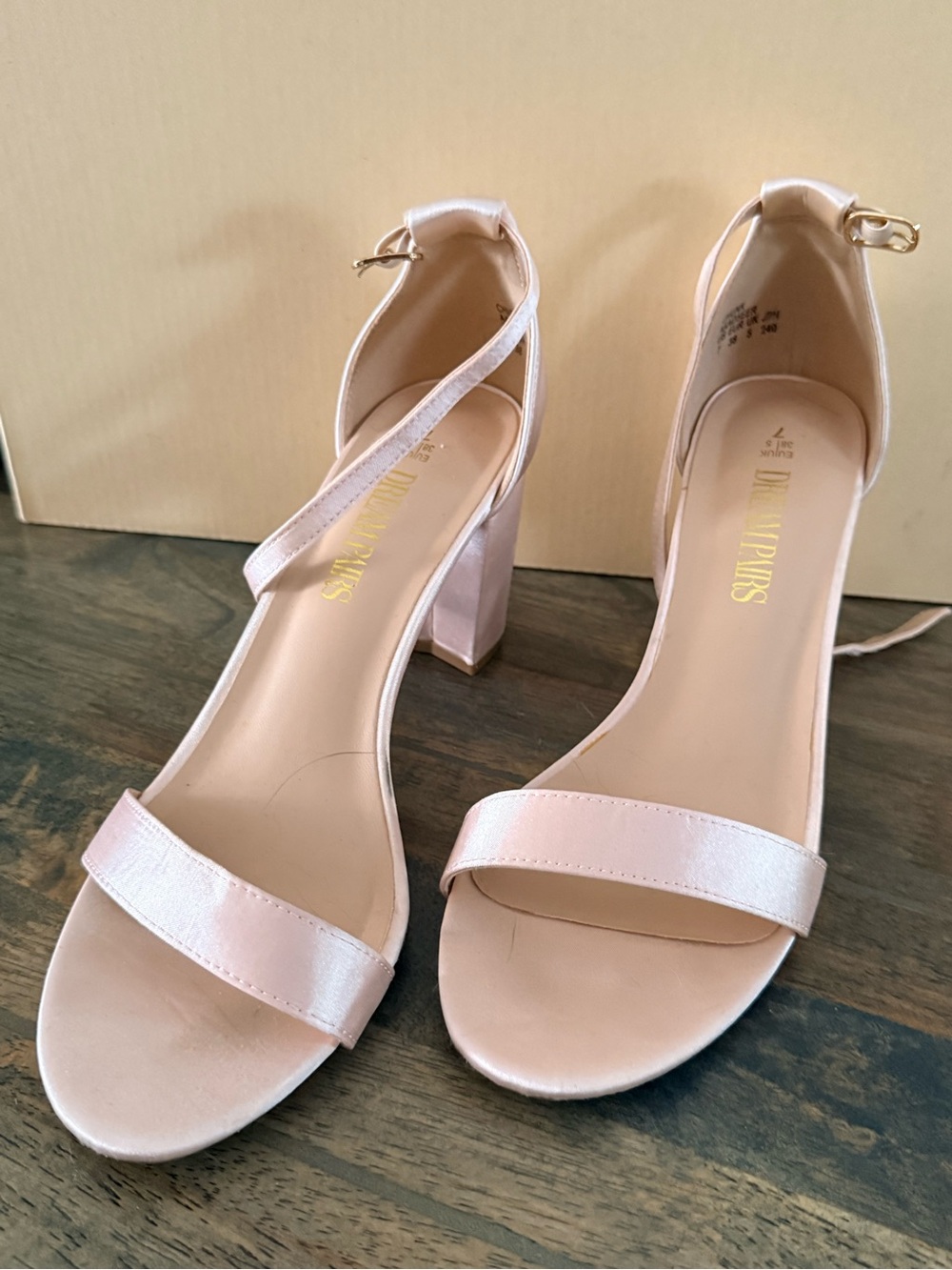 Chunks Blush Pink Block Heel Ankle-Strap Sandals